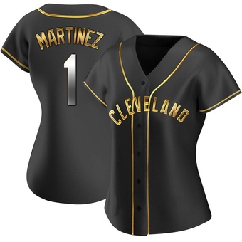 Women's Replica Cleveland Guardians Angel Martinez Alternate Jersey - Black Golden