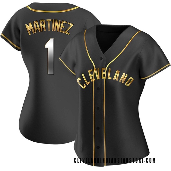 Women's Replica Cleveland Guardians Angel Martinez Alternate Jersey - Black Golden