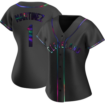 Women's Replica Cleveland Guardians Angel Martinez Alternate Jersey - Black Holographic