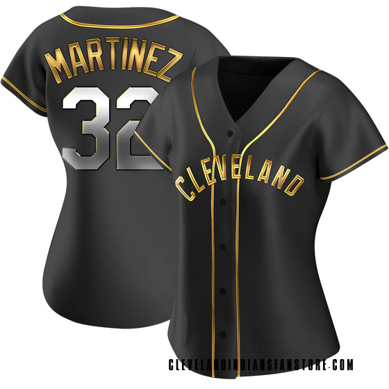 Women's Replica Cleveland Guardians Dennis Martinez Alternate Jersey - Black Golden