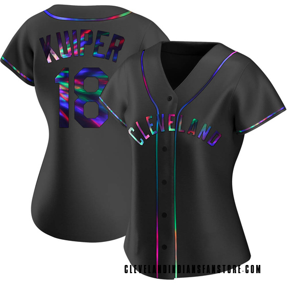 Women's Replica Cleveland Guardians Duane Kuiper Alternate Jersey - Black Holographic