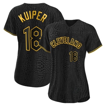 Women's Replica Cleveland Guardians Duane Kuiper Snake Skin City Jersey - Black