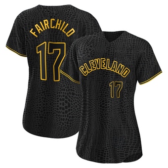 Women's Replica Cleveland Guardians Stuart Fairchild Snake Skin City Jersey - Black